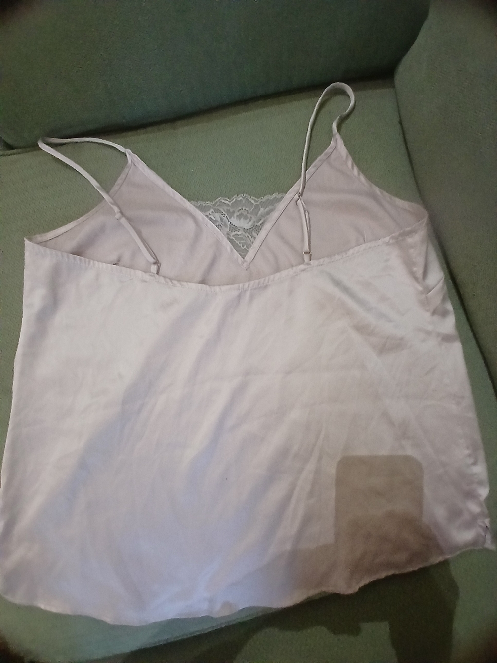 stars above Pale Pink Satin Feel Lace-Trim Cami Size M Adj Straps